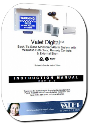 Valet VBC Wireless Monitored Alarm System Users Guide
